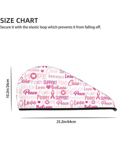 Hair Towel Wrap - Quick Drying Towel Turban with Button | Breast Cancer Pink Ribbons Awareness - Buy Online on GoSupps.com