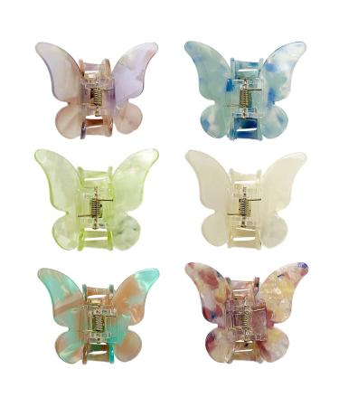TODEROY Butterfly Acetate Hair Clips Tortoise Barrettes Claw Clips No-Slip Grip French Design Hair Jaw Clips Clamp Small Hair Accessories for Women Girls D.6 colors