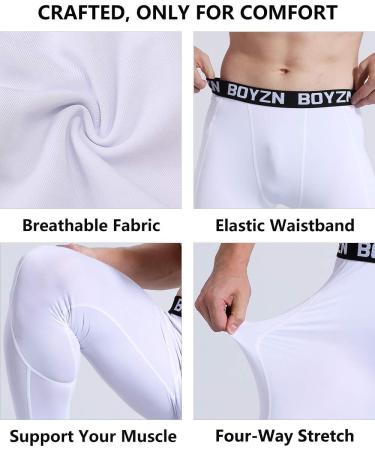 Holure Men's 2 Pack Compression Pants | Base Layer Sports Leggings | Fitness Tights for Running | Black & White - Buy Online on GoSupps.com