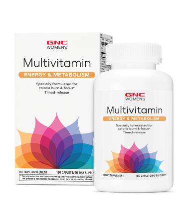 GNC Women s Energy and Metabolism Multivitamin Caplets Clinically Proven Calorie Burn Focus 100mg Caffeine Active Nutrition Immune Bone Beauty Iron Biotin Timed Release 180 ct 90 svgs