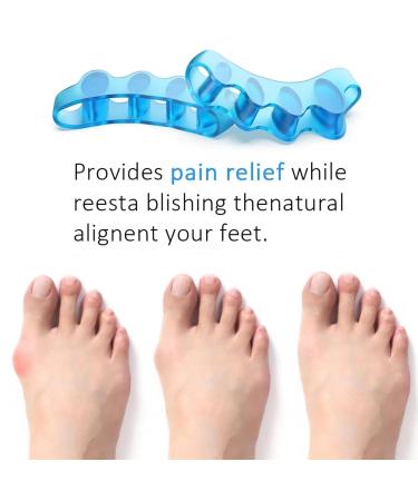 Toe Separator Set of 4 - Bunion Corrector for Men & Women | Blue & Pink Toe Spacers for Pain Relief - Buy Online on GoSupps.com