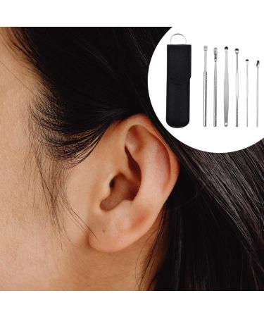 Pistro 6Pcs Stainless Steel Ear Cleaner Wax Removal Tool Set with Leather Bag - Black - Buy Online on GoSupps.com