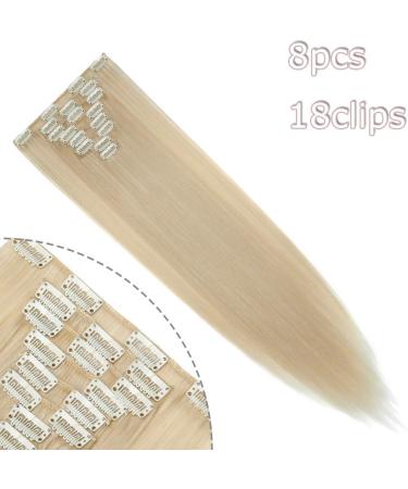 Silk-co 26 inch Clip in Hair Extension 8 Pcs Set - Bleach Blond Mixed 26 Inch Straight - Buy Online on GoSupps.com
