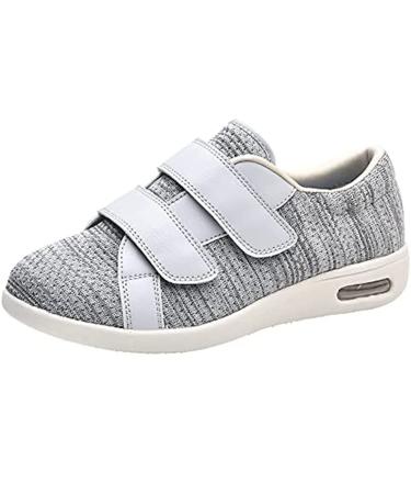 QDCZDQ Men's Diabetic Edema Walking Shoes Men's Adjustable Wide-Width Walking Shoes with Ajustable Closed Air Cushionfor Elderly Diabetic Edema Swollen FeetArthritis Bunions Wide Feet Swollen Feet Light Gray 5 US