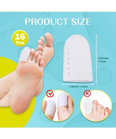 16 Large Gel Toe Caps - Breathable Silicone Protection for Blisters Corns Ingrown Toenails & Pain Relief - Comfortable White Toe Covers - Buy Online on GoSupps.com