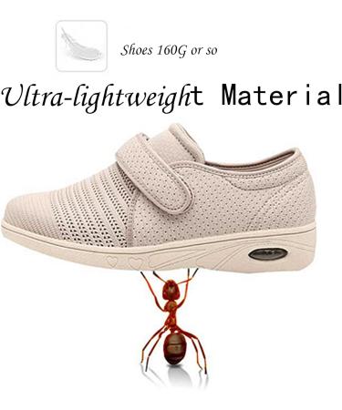 Oldms Women's Extra Wide Orthopedic Diabetic Walking Shoes with Adjustable Closure and 2 Cushioned Insoles - Relief for Swollen Ankles, Edema, Diabetic Bunion, Arthritis, Plantar Fasciitis - Size 10 (Beige) - Buy Online on GoSupps.com