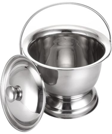 Chamber Pot with Lid 3.3L Stainless Steel Bedside Commode Bucket Potable Spittoon Metal Bedpan Urine Pots for Kids Adults Elder Patient Home Camping Car Travel - Buy Online on GoSupps.com