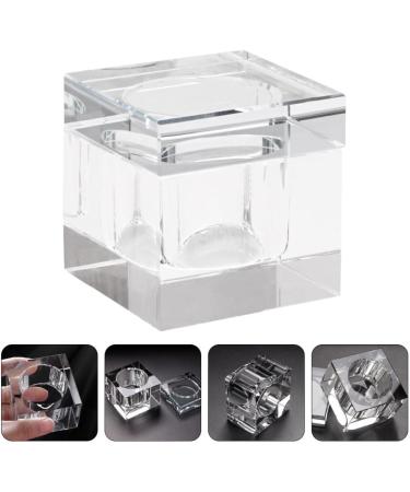 POPETPOP nail art crystal cup liquid monomer nail powder container nail powder liquid holder monomero nail art glass cup acrylic monomer liquid crystal glass with cover transparent plate 5.5x5.5cm Transparent - Buy Online on GoSupps.com