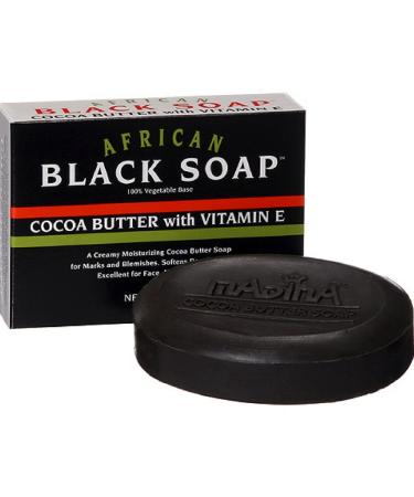 Madina African Black Soap Cocoa Butter with Vitamin E 3.5 oz (Pack of 12)