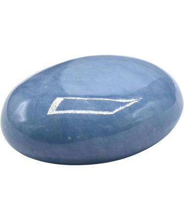 Angelite Palm Stone for Chakra Balancing, Reiki Healing & Crystal Grid - Hot Massage Worry Stone - Buy Online on GoSupps.com