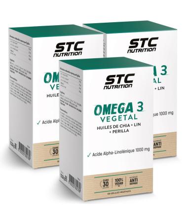 STC NUTRITION | Omega 3 VEGETABLE | Dietary Supplement with Vegetable Oils of Flax, Chia & Perilla | Source of Plant Essential Fatty Acids | Cardiovascular Function Support | Pack of 3