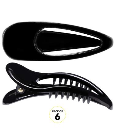 RC Roche 6 Pack Crocodile Hair Clips for Women - Duck Beak Non-Slip Wide Teeth Alligator Clamps - Small Black Hair Accessories - Buy Online on GoSupps.com
