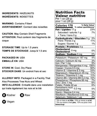 Blanched Hazelnuts 1lb - Raw Whole Filberts, Unsalted & Unroasted - Vegan and Kosher Snack, Bulk Keto Nuts - Good Source of Vitamins and Protein for Baking, Granola & Butter Making - Buy Online on GoSupps.com