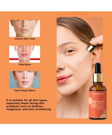 Buy Face&Firm 20% Vitamin C Face Serum - Anti-Aging with Vitamin E Ferulic Acid & Hyaluronic Acid - Maximum Potency for Youthful Skin - 1fl.oz/30ml - Shop Internationally - Buy Online on GoSupps.com