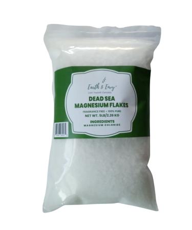 Earth & Envy Dead Sea Magnesium Bath Flakes 5LB - Resealable Bag/Container- Alternative to Epsom Salt