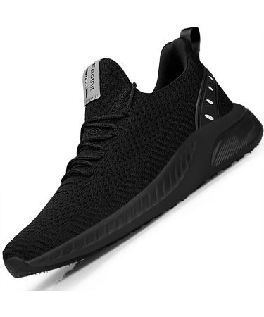 Feethit Mens Slip On Walking Shoes Blade Tennis Shoes Non Slip Running Shoes Lightweight Workout Shoes Breathable Mesh Fashion Sneakers 10 All Black