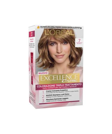 L'OR AL L'Or al L'Oreal Excellence Creme 7 Ash Blonde Hair Dye Green (Pack of 3)