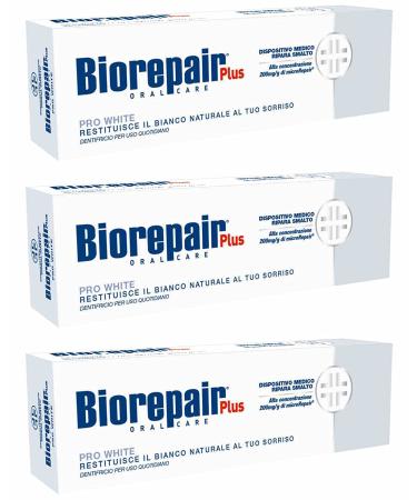 Biorepair Pro White Daily Toothpaste - 2.54 Fluid Ounces (75ml) Tubes (Pack of 3) Italian Import  - Buy Online on GoSupps.com