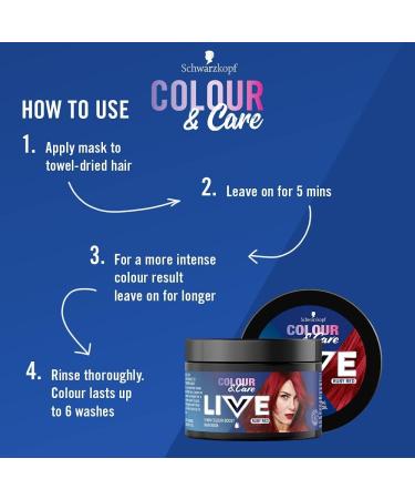 Schwarzkopf LIVE Colour & Care Hair Mask 5 Minute Wash Out Ruby Red Dye 150ml - Lasts up to 6 Washes - Buy Online on GoSupps.com