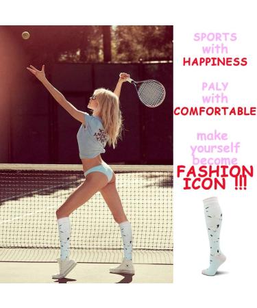 Fenglaoda Compression Stockings for Women - 15-25 mmHg Knee High Support Socks | Cute & Colorful 3 Pairs for Sports - Sizes L-XL - Buy Online on GoSupps.com