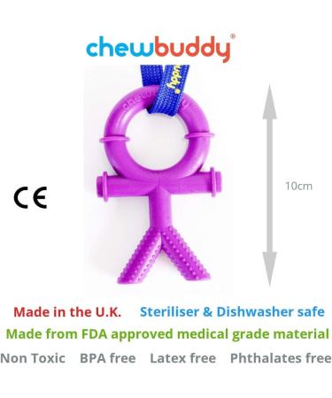 Sensory Direct Chewbuddy & Lanyard - Purple Sensory Chew and Teething Aid for Kids and Adults with Autism, ADHD, SPD, Oral Motor Needs | Anxiety Relief Tool - Buy Online on GoSupps.com
