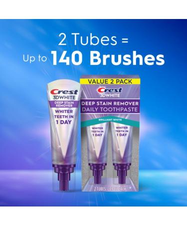 Crest 3DWhite Brilliance Deep Stain Remover Brilliant White Toothpaste - 3.1oz/2pk - Buy Online on GoSupps.com