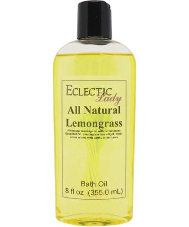 Lemongrass Bath Oil by Eclectic Lady - Scented Bath Oil - Relaxing & Moisturizing Bathing Oil - Fragrance Body Oil For Dry & Rough Sensitive Skin - Body Daily Nourishing Shower Oil (8 oz) 8 Ounce