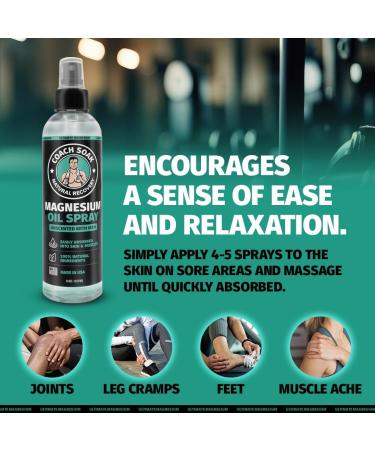 Coach Soak Magnesium Oil Spray with MSM - 8oz Extra Magnesium Chloride Strength 100% Pure Topical Spray for Feet & Body Unscented - Made in USA 8 Fl Oz (Pack of 1) - Buy Online on GoSupps.com