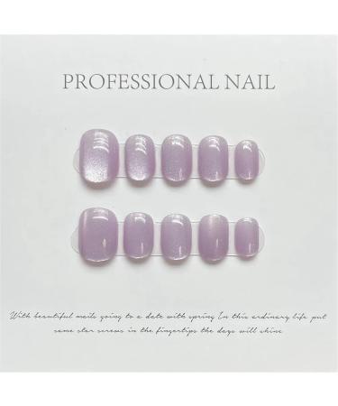 Nail Tips False Nails Tips Art Press on Nails Handmade Simple Blue Press on Nails Short Cat Eye Design Reusable Adhesive Fake Nails Round Head Full Cover Nail Tips Manicure(Z618XS Matte) - Buy Online on GoSupps.com