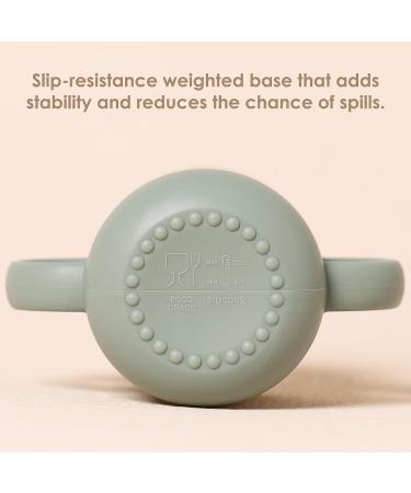 ROCCED Silicone Training Cup for Infants | 2 Handles, Easy Grip | Toddler Learning Cup | Baby Drinking Open Cups | 6 Months+ | 150ml/5oz - Sage - Buy Online on GoSupps.com