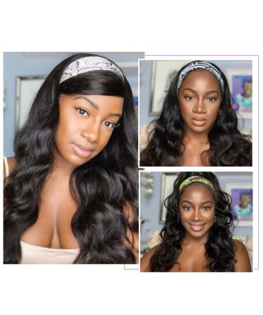 Fugady Glueless Body Wave Headband Wig - Synthetic Long Wavy Dark Brown Headband Wig for Black Women - Buy Online on GoSupps.com