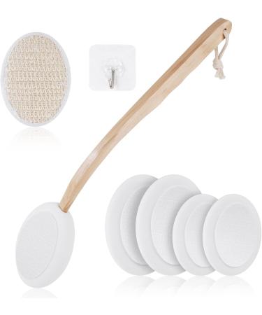 URAQT Lotion Applicator for Back - 7 Piece Set with Body Brush & Scrubber - Long Wooden Handle with 4 Pads - Bath Brush and Hook Included - Buy Online on GoSupps.com