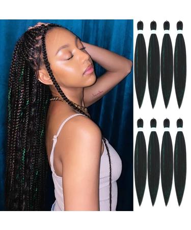 Pre Stretched Braiding Hair , Ombre Braiding Hair Mixed Hair Tinsel 22 Inch 8 Packs Sparkle Braids Crochet Hair Professional Synthetic Yaki Texture Hair Tinsel Heat Resistant Hot Water Setting Hair Extensions (22Inch 1B#) …