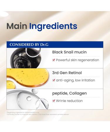 Dr. G Black Snail Retinol Ampoule - Korean Skincare with Snail Mucin - Advanced Retinol Face Ampoule for Glowing Skin - Anti Aging - Pore Minimizer for Fine Lines & Even Skin Tone Support - 1.69 fl oz - Buy Online on GoSupps.com