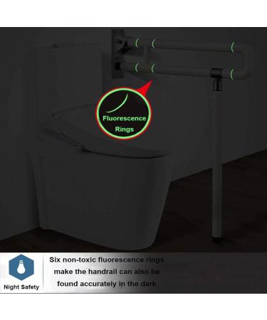 Foldable Toilet Grab Bar Handrail Shower Safe Handle Seat Support Non Slip Hand Grips for Disabled Elderly Handicap Stainless Steel White 75X71.5cm (White 75X71.5cm) - Buy Online on GoSupps.com