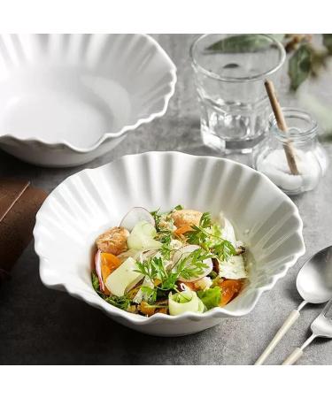 Kitchen Salad Bowl Oblique Salad Bowl Ceramic Large Fruit Bowl White Soup Noodle Bowl Household Large Bowl Two-Piece Set Salad Bowls (White) - Buy Online on GoSupps.com