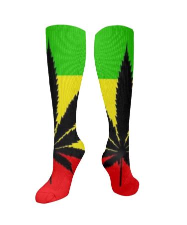 Rasta Flagleaf Flagsweed compression socks for women and men circulation 15-20 mmHg is the best support for sporty running cycling