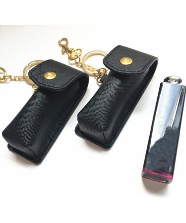 HOMSFOU Chapstick Keychain Holder - Lipstick Balm Pouch Bags for Women Girls - 2pcs Black - Buy Online on GoSupps.com