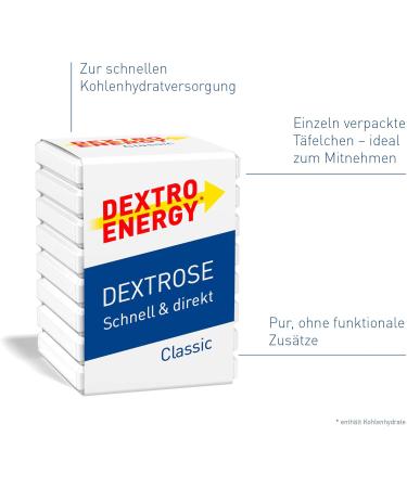 Dextro Energy Classic Cubes (46g) - Fast-Acting Carbohydrates Lactose-Free & Gluten-Free Energy Boost for Brain & Muscles - International Shipping Available - Buy Online on GoSupps.com