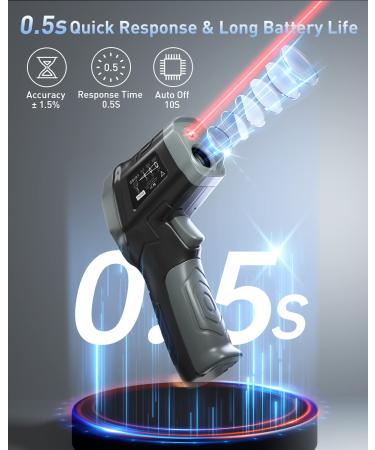 Eventek Infrarot Thermometer 3 in 1 -50 C to 600 C Digital Laser Temperature Meter with Meat Thermometer for Kitchen BBQ & Industry | International Shipping Available - Buy Online on GoSupps.com