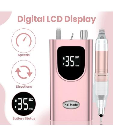Delanie Professional Nail Drill for Acrylic Nails - High Torque 35,000 RPM, Rechargeable Electric File - LCD Display, Low Heat & Vibration - Rose Gold - Buy Online on GoSupps.com