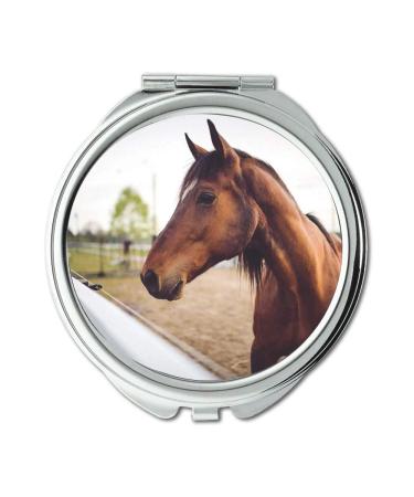 Mirror Compact Mirror animal brown horse pocket mirror portable mirror