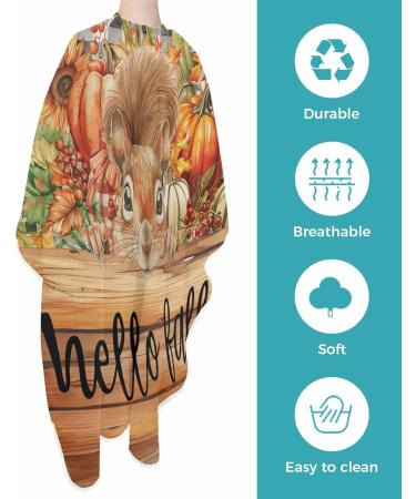 Buffalo Plaid Squirrel Pumpkin Barber Cape - Adjustable Hair Cutting Cape for All Ages Retro Thanksgiving Hairdressing Accessory 55x63 Inch - Buy Online on GoSupps.com