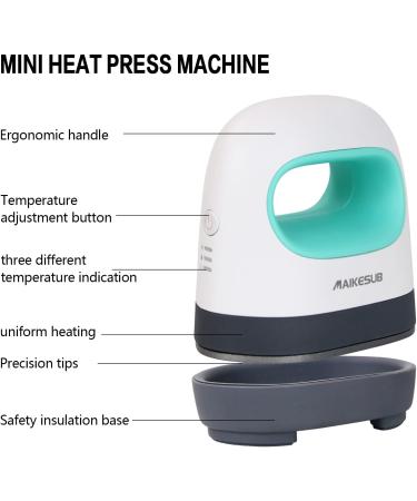 MAIKESUB Mini Heat Press Machine for T-Shirts, Shoes & Hats - Portable Green Iron for HTV Vinyl Projects - Buy Online on GoSupps.com