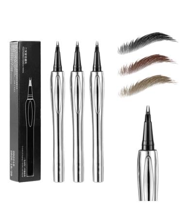 Cooklesa Eyebrow Cooklesa Upgraded Natural Waterproof Eyebrow Pen with Microfine Tip Two-Pronged Eyebrow Pencil Long-Lasting Natural 3D Waterproof Microblading Eyebrow Pen (3 Mix)