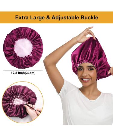 5pcs Double Layer Reversible Satin Bonnet for Black Women - Large Drawstring Silk Hair Cap for Curly Hair and Braids - Buy Online on GoSupps.com