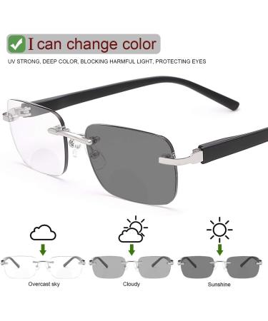 Miryea Randlos Photochrome Bifocal Reading Glasses - UV400 Spring Hinge Blue Light Block Black 2.5x - International Shipping Available - Buy Online on GoSupps.com
