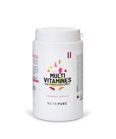 Nutripure | Multivitamins and Minerals 21 Nutrients | Food Supplement | Magnesium Vitamin B12 Vitamin D Zinc | Antioxidant Cognitive Vision | 180 Capsules | 3 Month Cure | Made in France