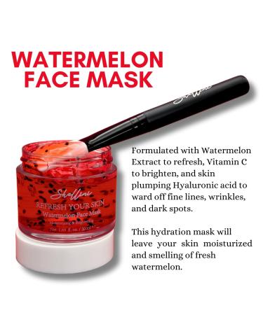Watermelon Face Mask - Moisturizing & Brightening | Softening Watermelon Extract for All Skin Types | Includes Silicone Brush - Buy Online on GoSupps.com