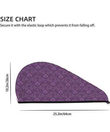 Hair Towel Wrap - Quick Drying Hair Turban with Button | Retro Florals Purple | International Shipping - Buy Online on GoSupps.com